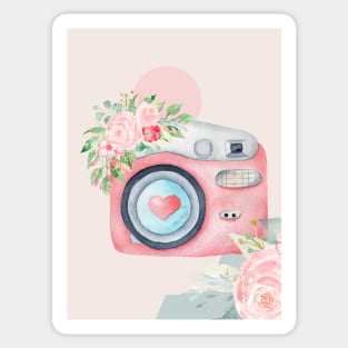 Pink Vintage Camera Sticker